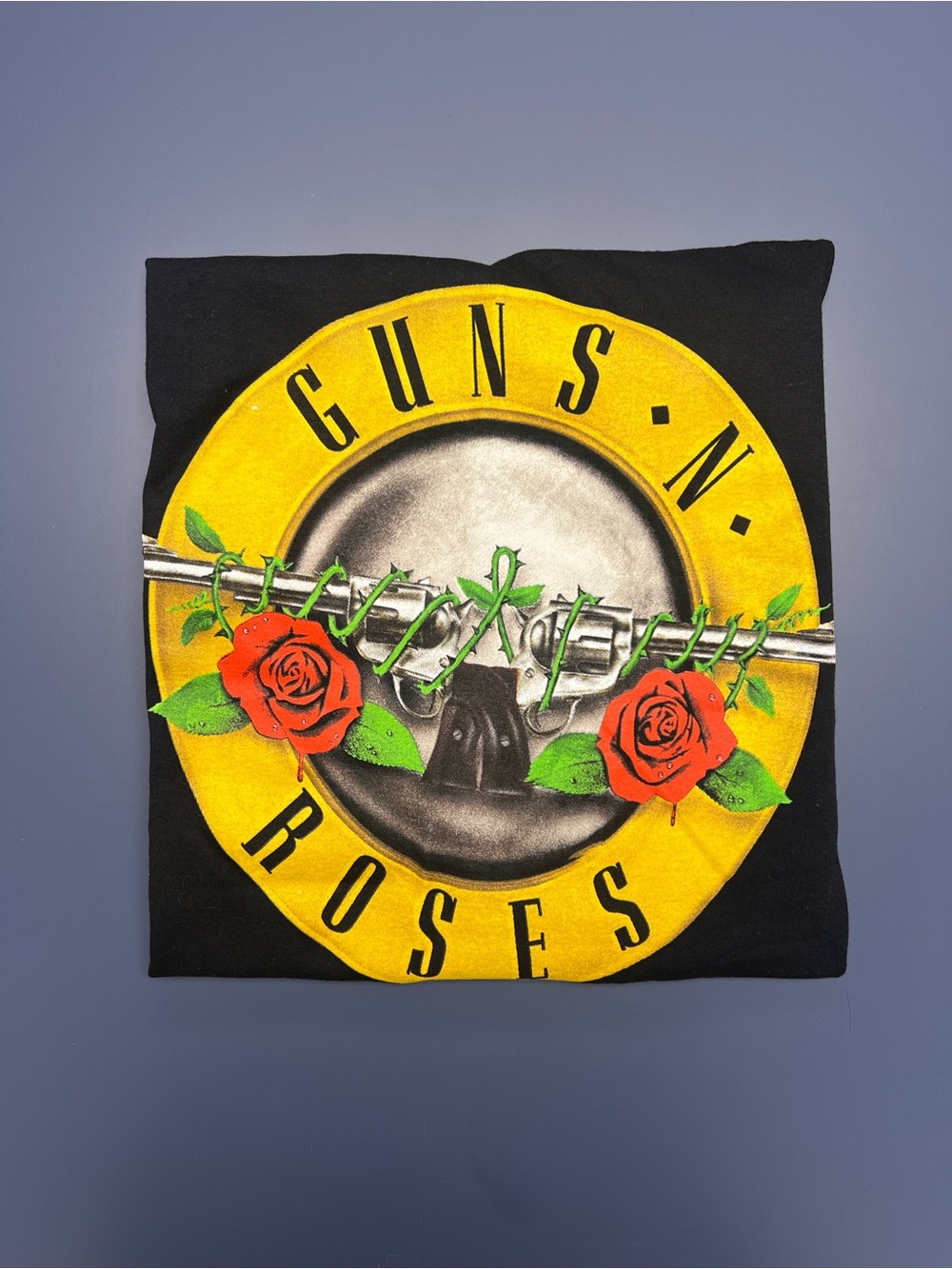 Unisex Guns N' Roses Black Logo Graphic Tee - Black with Yellow & Red